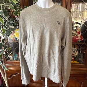 Vintage Y2K Abercrombie and Fitch Grey Thermal Waffle Knit Long Sleeve Shirt XXL